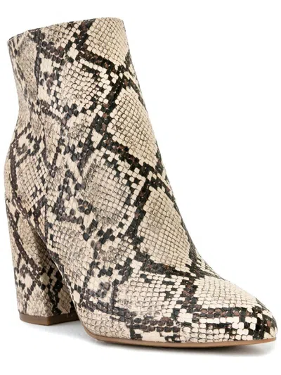 Sugar Evvie Womens Block Heel Pointed Toe Ankle Boots In Multi