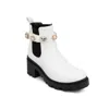 Sugar Favorite  Womens Velcro Rhinestones Booties In White