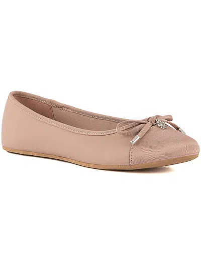 Sugar Florah Womens Faux Leather Padded Insole Ballet Flats In Pink