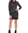 Sugar Hill Kristen Knit Mini Dress In Grey Swirls In Black