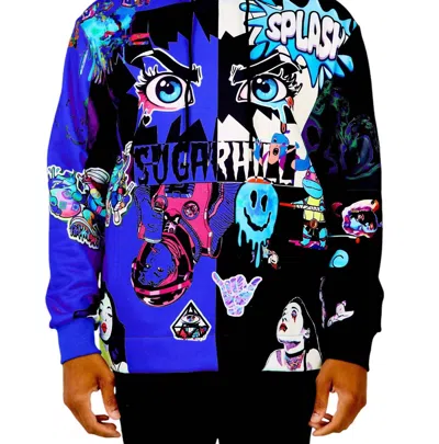 Sugar Hill Men's Split Psycho Hoodie In Royal/black In Purple