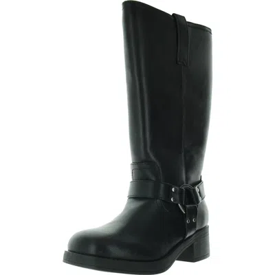 Sugar Huncho Tall Womens Solid Faux Leather Knee-high Boots In Black