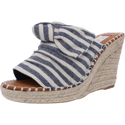 Sugar Hundreds Womens Linen Open Toe Wedge Sandals In Blue
