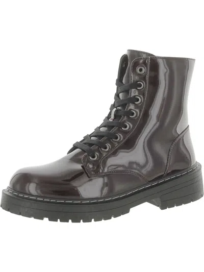Sugar Kaedy Womens Faux Leather Combat & Lace-up Boots In Multi