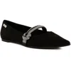 Sugar Lingo Womens Pointed Toe Slip On Ballet Flats In Black