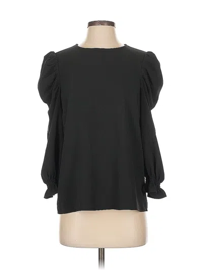 Pre-owned Sugar Lips 3/4 Sleeve Blouse In Black