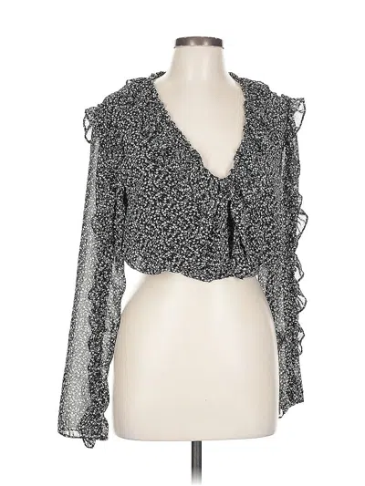 Pre-owned Sugar Lips 3/4 Sleeve Blouse In Black