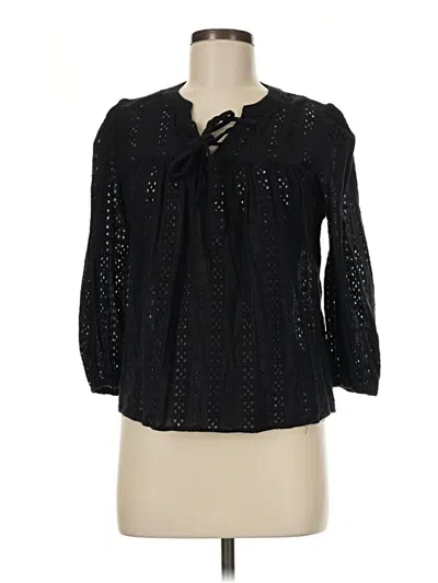 Pre-owned Sugar Lips 3/4 Sleeve Blouse In Black