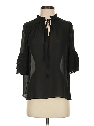 Pre-owned Sugar Lips 3/4 Sleeve Blouse In Black