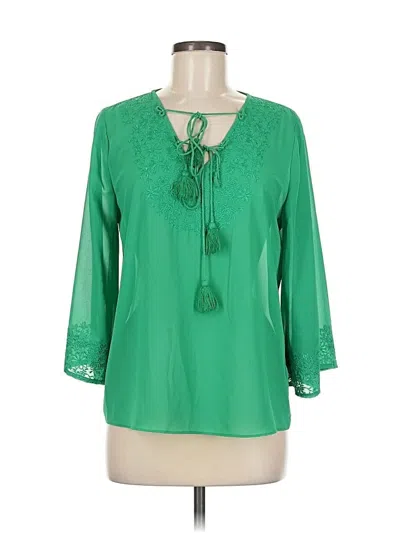 Pre-owned Sugar Lips 3/4 Sleeve Blouse In Green