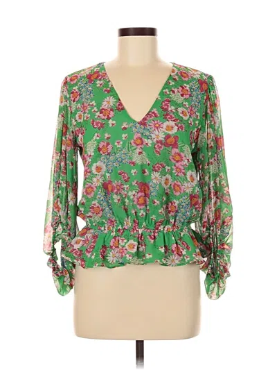 Pre-owned Sugar Lips 3/4 Sleeve Blouse In Green
