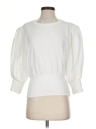 Pre-owned Sugar Lips 3/4 Sleeve Blouse In White