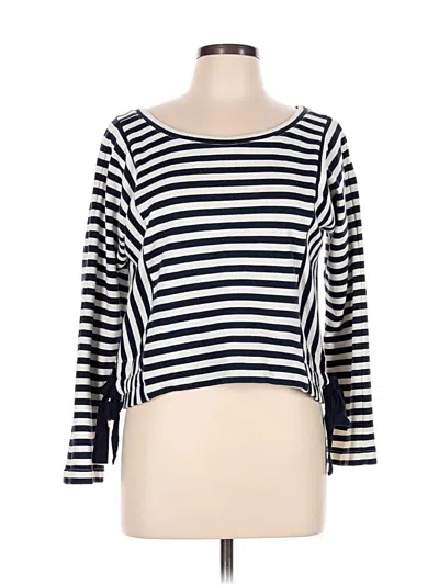 Pre-owned Sugar Lips Long Sleeve Top Blue Scoop Neck Tops