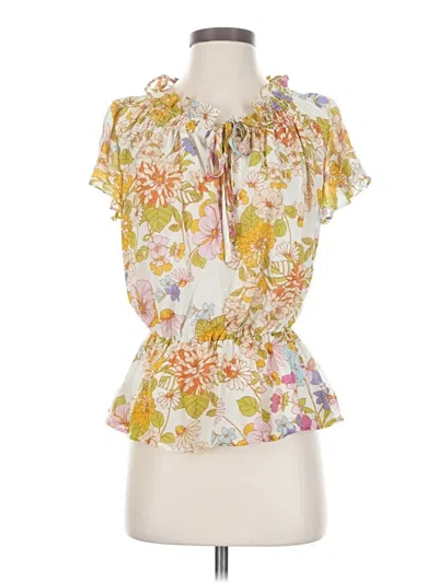 Pre-owned Sugar Lips Short Sleeve Blouse In White