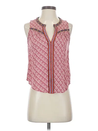 Pre-owned Sugar Lips Sleeveless Button Down Shirt In Red