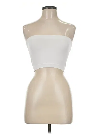 Pre-owned Sugar Lips Tube Top Ivory Solid Pattern Strapless Neckline Tops