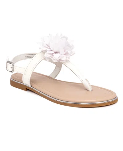 Sugar Kids' Little And Big Girls Queeny Flat Sandal In White