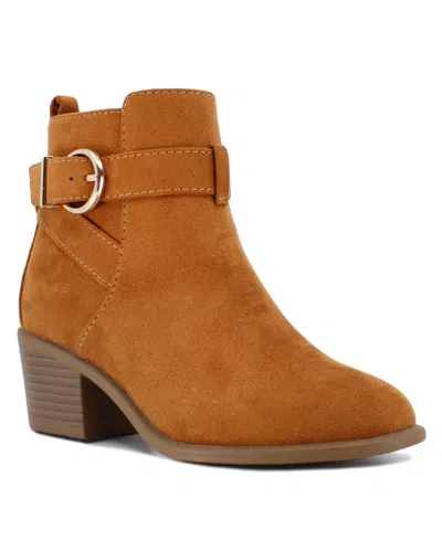 Sugar Kids' Little Girls Bierock Buckle Detail Pointed Toe Booties In Cognac