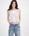 Sugar Moon Juniors' Cotton Crochet Rosette Cardigan