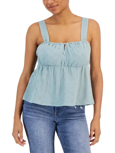 Sugar Moon Juniors Womens Sleeveless Eyelet Peplum Top In Green