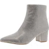 Sugar Nightlife Bling Womens Zipper Textured Booties In Silver