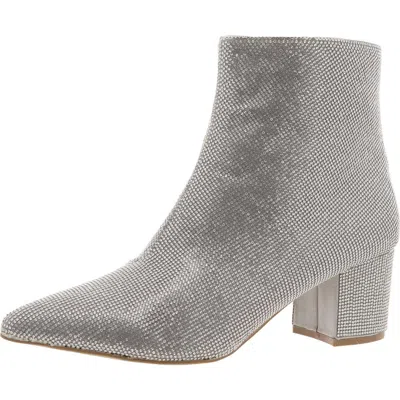 Sugar Nightlife Bling Womens Zipper Textured Booties In Silver
