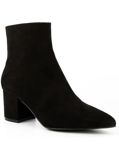 Sugar Nightlife Womens Faux Suede Heel Ankle Boots In Black