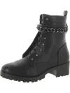 SUGAR NINE WOMENS FAUX LEATHER PULL ON ANKLE BOOTS
