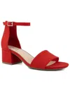 Sugar Noelle Efk227 Sandals Womens 9.5 Red Suede Block Heel Ankle Strap Gbnc639
