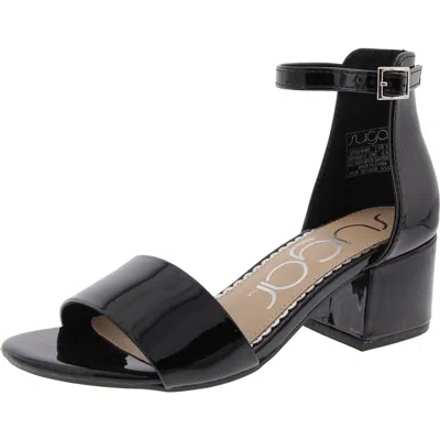 Sugar Noelle Low Womens Adustable Ankle Block Heels In Black