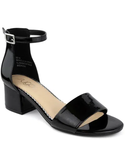 Sugar Noelle Low Womens Ankle Strap Manmade Heel Sandals In Black