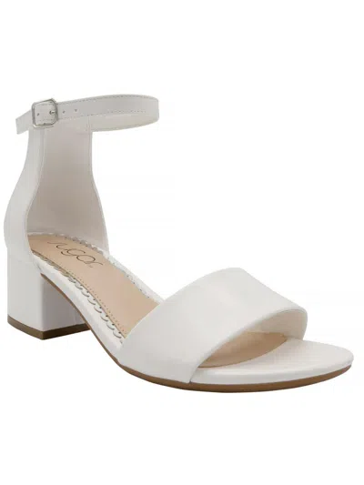 Sugar Noelle Womens Ankle Strap Heel Sandals In White Smooth