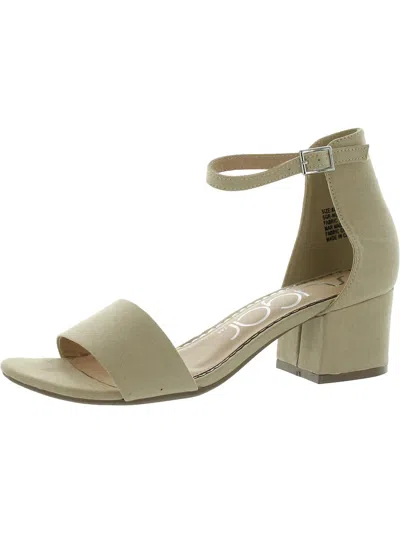 Sugar Noelle Womens Microsuede Ankle Open-toe Heels In Beige