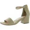 Sugar Noelle Womens Microsuede Ankle Open-toe Heels In Green