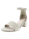 Sugar Noelle Womens Microsuede Ankle Open-toe Heels In White