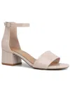 Sugar Noelle Womens Padded Insole Ankle Strap Heel Sandals In Beige