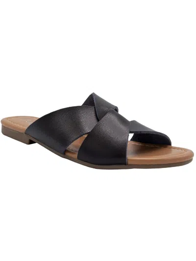 Sugar Olena Womens Faux Leather Slide On Flats In Black