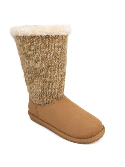 Sugar Panthea 2 Womens Faux Suede Knit Winter & Snow Boots In Brown