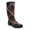 Sugar Raffle 4 Women's Black Plaid Waterproof Pull On Rain Boots Jobb1652 In Black