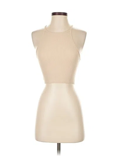 Pre-owned Sugar Rain Tank Top Tan Halter Neckline Tops In Brown