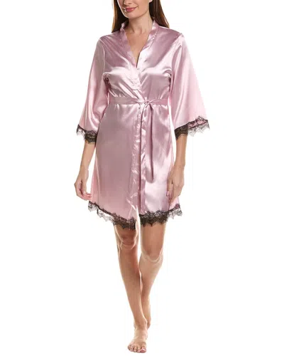 Sugar Satin Lace Trim Robe In Pink