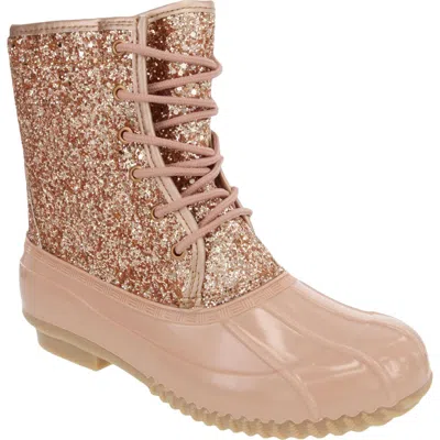 Sugar Skipper Womens Glitter Fleece-lined Combat & Lace-up Boots In Multi