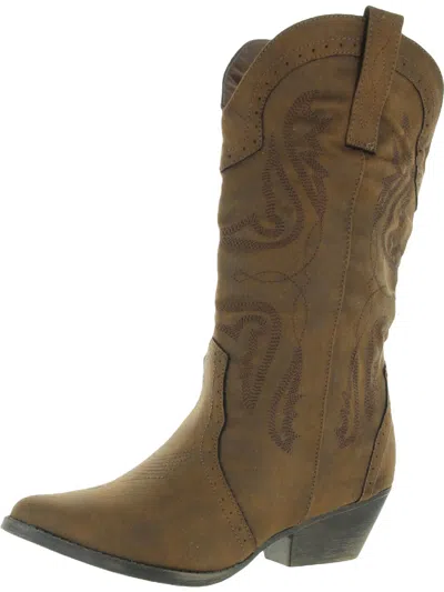 Sugar Tammy Womens Embroidered Mid-calf Cowboy, Western Boots In Green