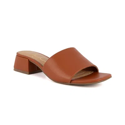 Sugar Uniform 3 Womens Faux Leather Peep-toe Mule Sandals In Cognac