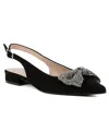 Sugar Clovis Womens Faux Suede Rhinestones Ballet Flats In Black Micro