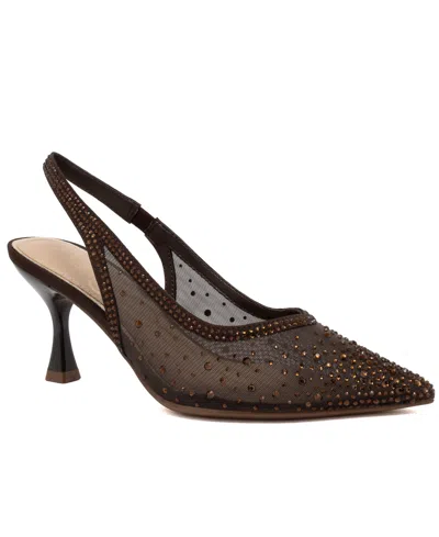 Sugar Women's Daalila Bling Satin Mesh Kitten Heel Pumps In Brown