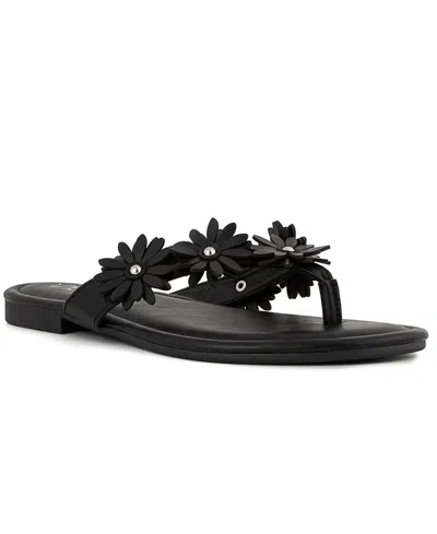 Sugar Finnesse Womens Faux Leather Thong Sandals In Black