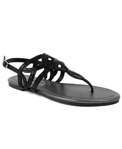Sugar Women's Flickering Thong Flat Sandals In Black