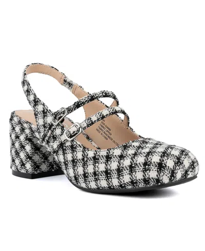 Sugar Women's Gianni Block Heel Slingback Mary Jane Pumps In Black,white
