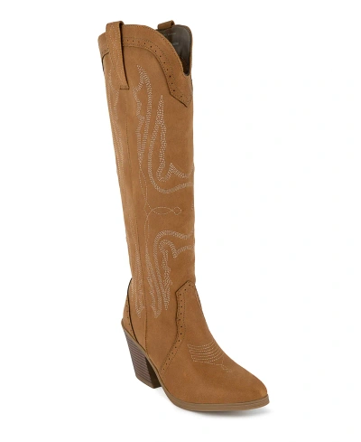 Sugar Women's Kammy Wide Calf Tall Western Boots In Cognac